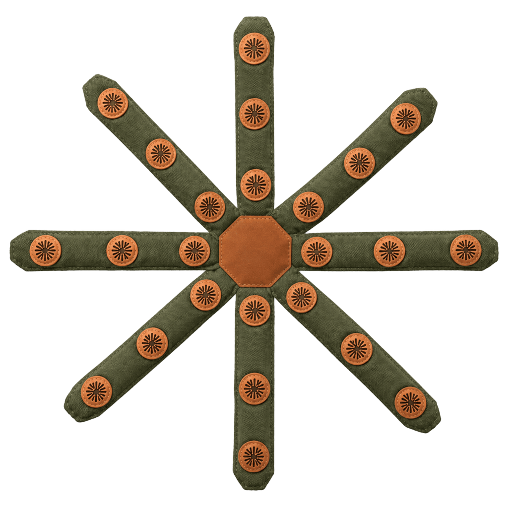 Jouet octopus kaki avec 24 cachettes pour chien, vue à plat